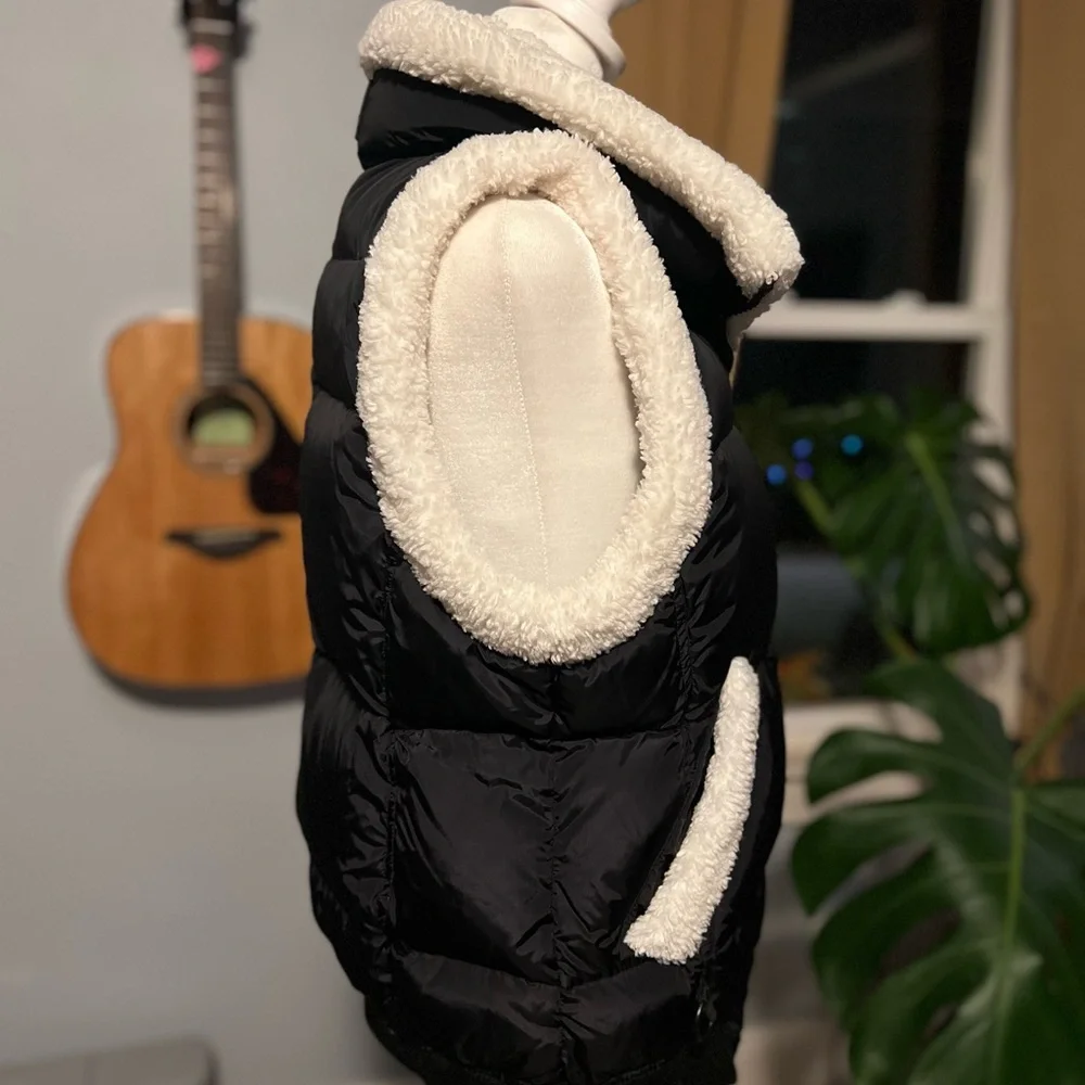 SAM. Billie Sherpa Puffer Vest. Black with White Trim - Picture 13 of 16
